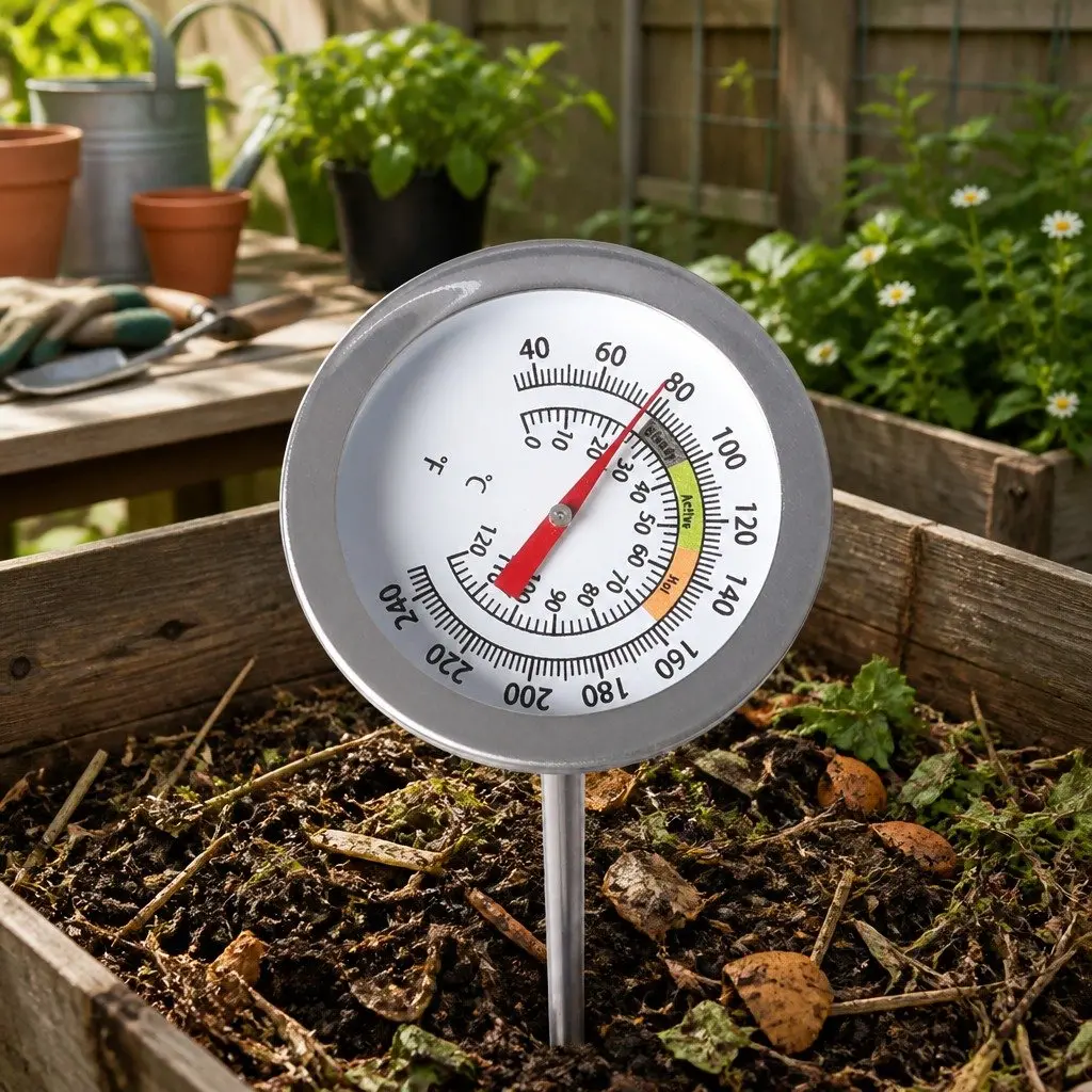 90cm Compost Probe Soil Thermometer Stainless Steel 0-120°C Measuring Range