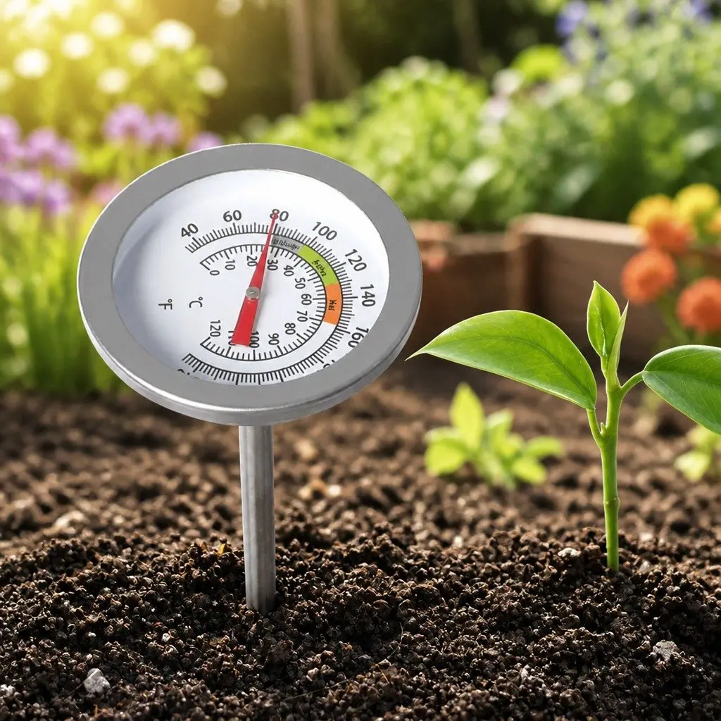 90cm Compost Probe Soil Thermometer Stainless Steel 0-120°C Measuring Range