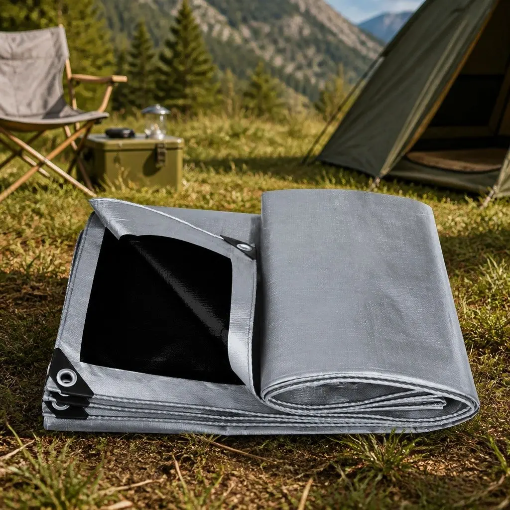 Heavy Duty Tarp 200GSM Waterproof 4.9m x 6.1m Grey or Black Outdoor Cover