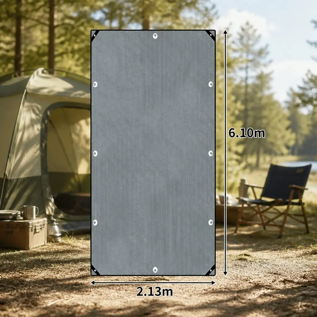Heavy Duty Tarp Tarpaulin 200GSM Waterproof Grey and Black 2.13m x 6.10m Outdoor Weather Protection