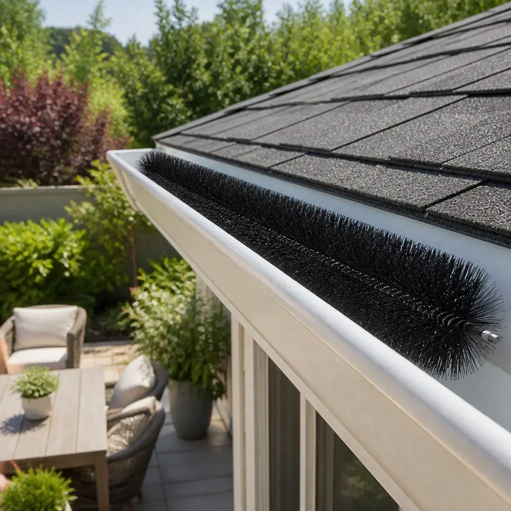 Gutter Brush Guard Nylon with Galvanised Steel Wire 92x10cm Black 24 Piece