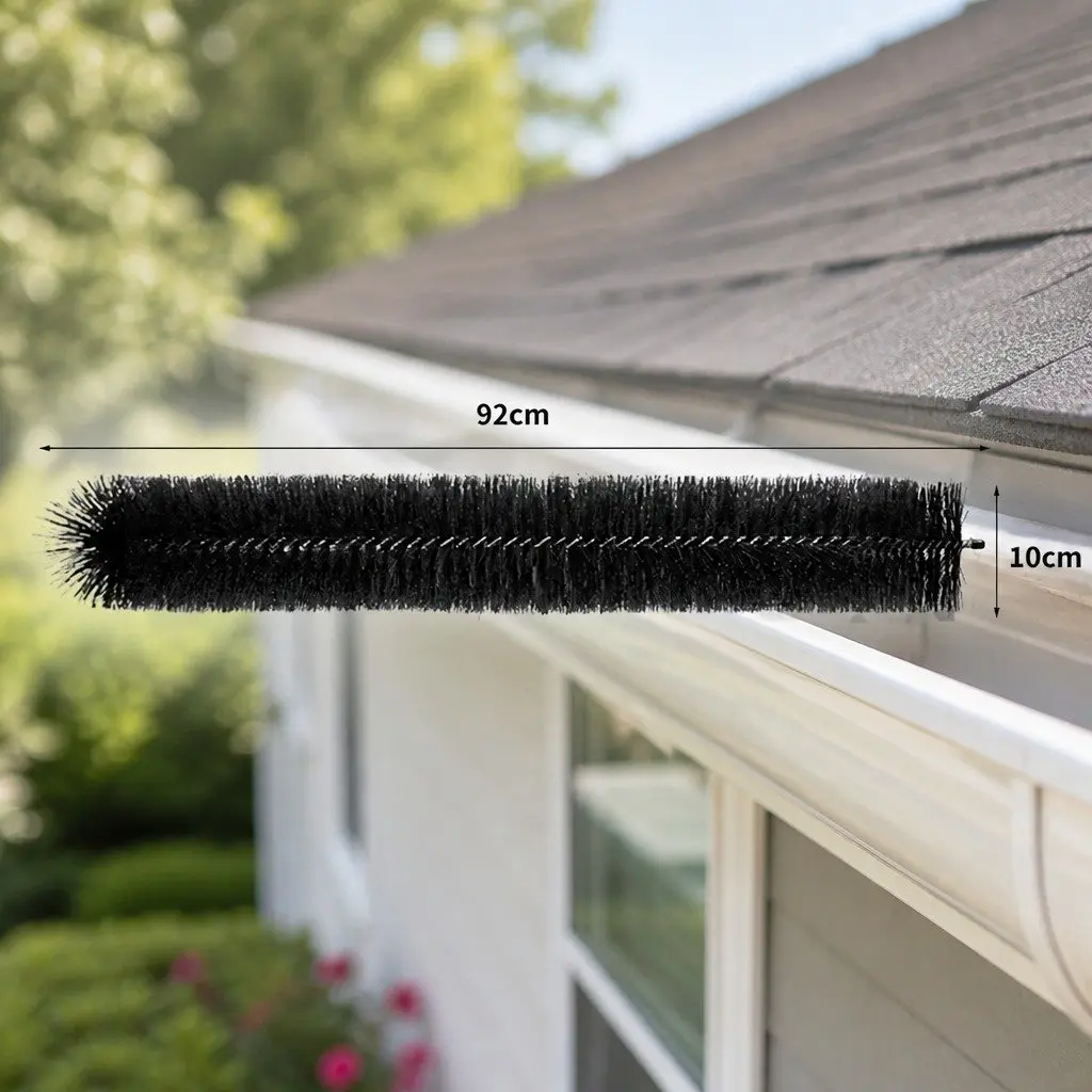 Gutter Guard Brush Black Nylon Leaf Debris Blocker Heavy Duty 10cm Diameter 92cm Length