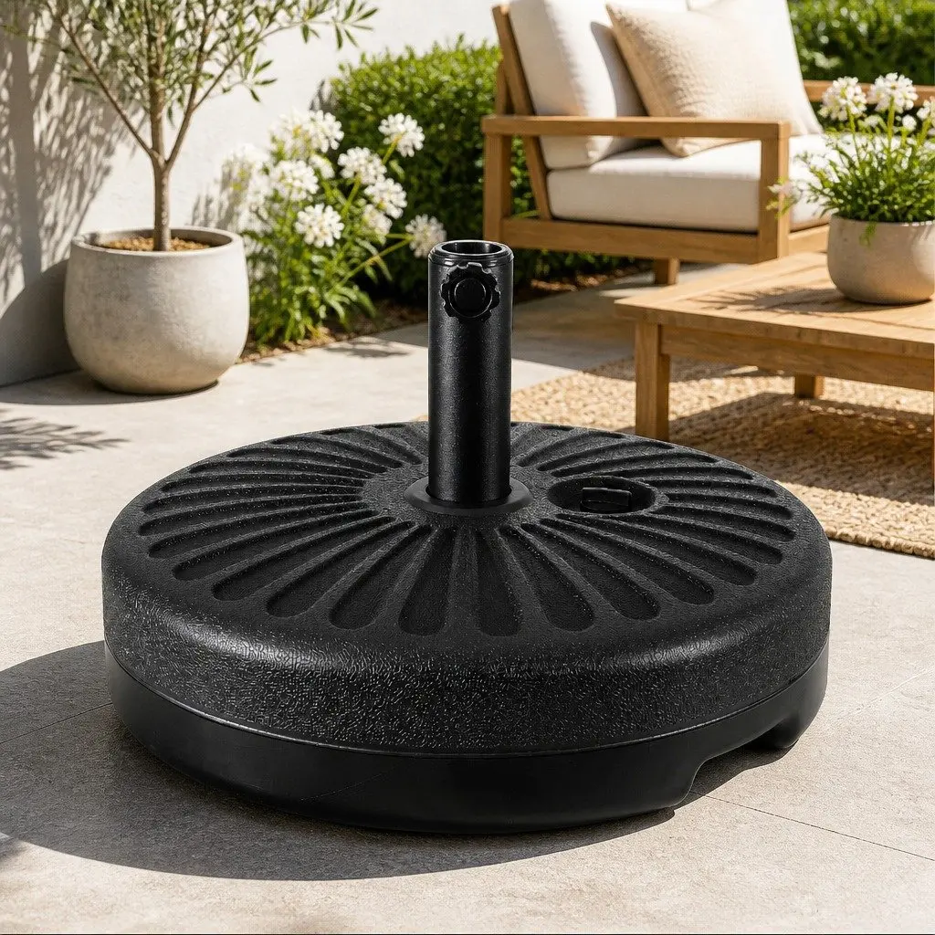 3m Outdoor Umbrella with Base Pole Garden Sun Stand Deck Patio Shade Black