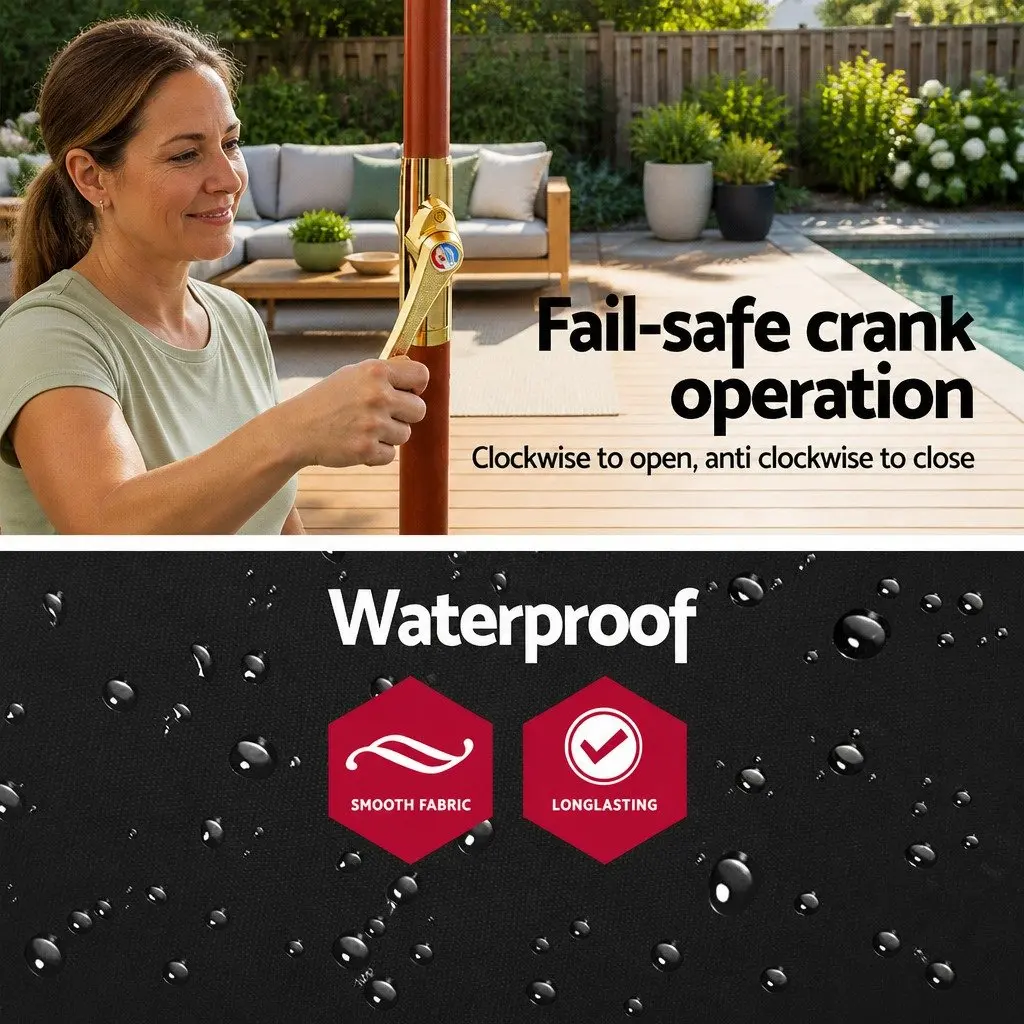 3m Outdoor Umbrella with Base Pole Garden Sun Stand Deck Patio Shade Black
