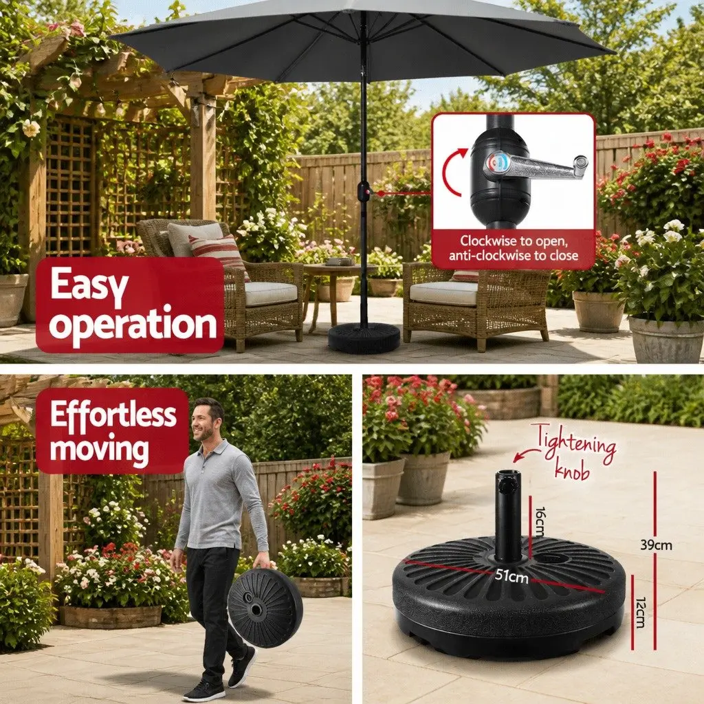 Outdoor Umbrella Octagonal Polyester 3m Charcoal