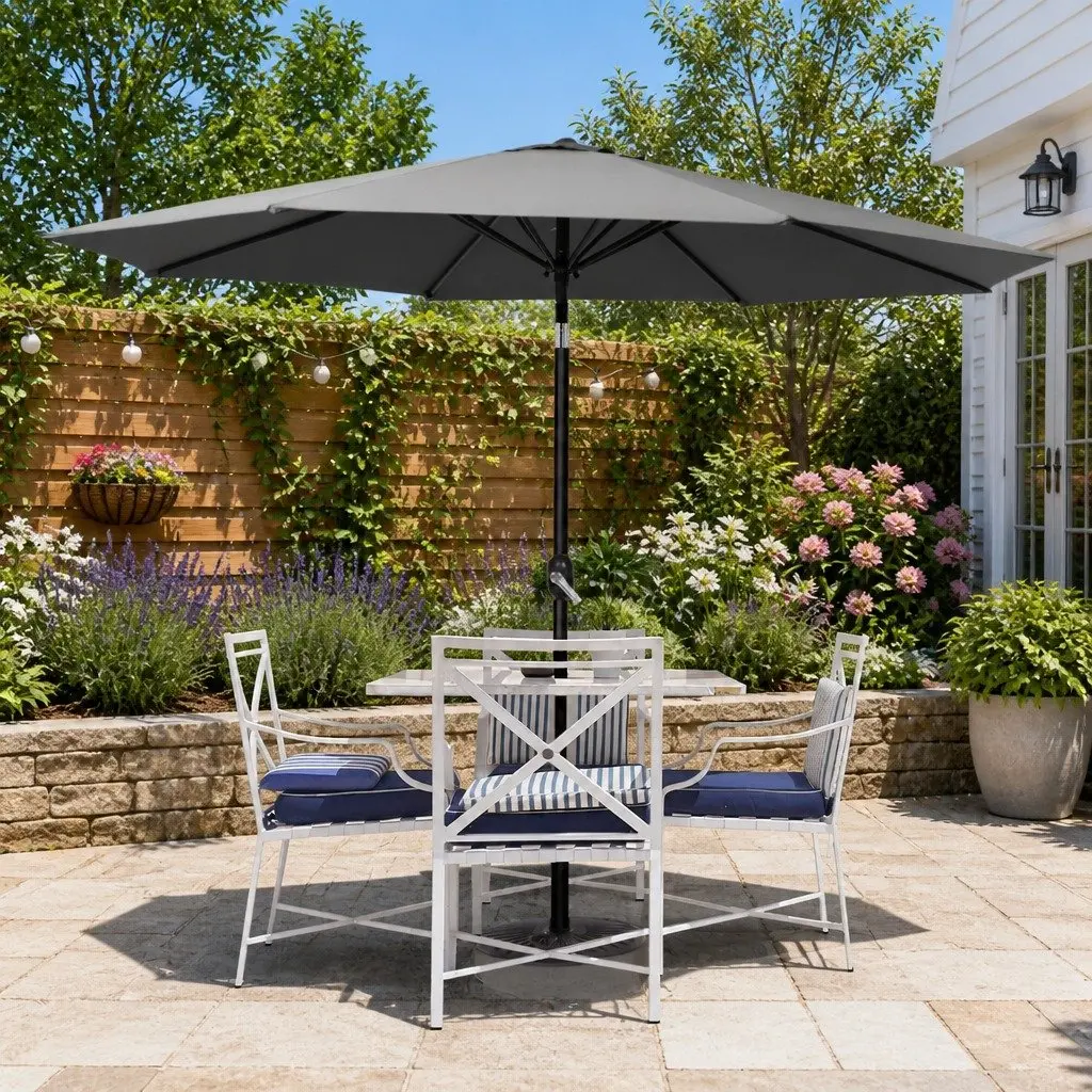 Outdoor Umbrella Octagonal Polyester 3m Charcoal