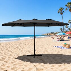 Practical 4.57m Black Umbrella for Beach and Garden Use