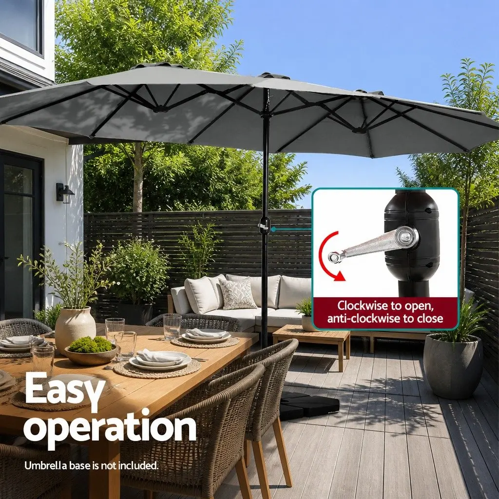Outdoor Umbrella Dodecagon Canopy 4.57m Charcoal Polyester Coated Steel Frame