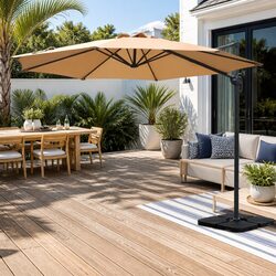 Practical 3m Beige Cantilever Umbrella for Any Setting