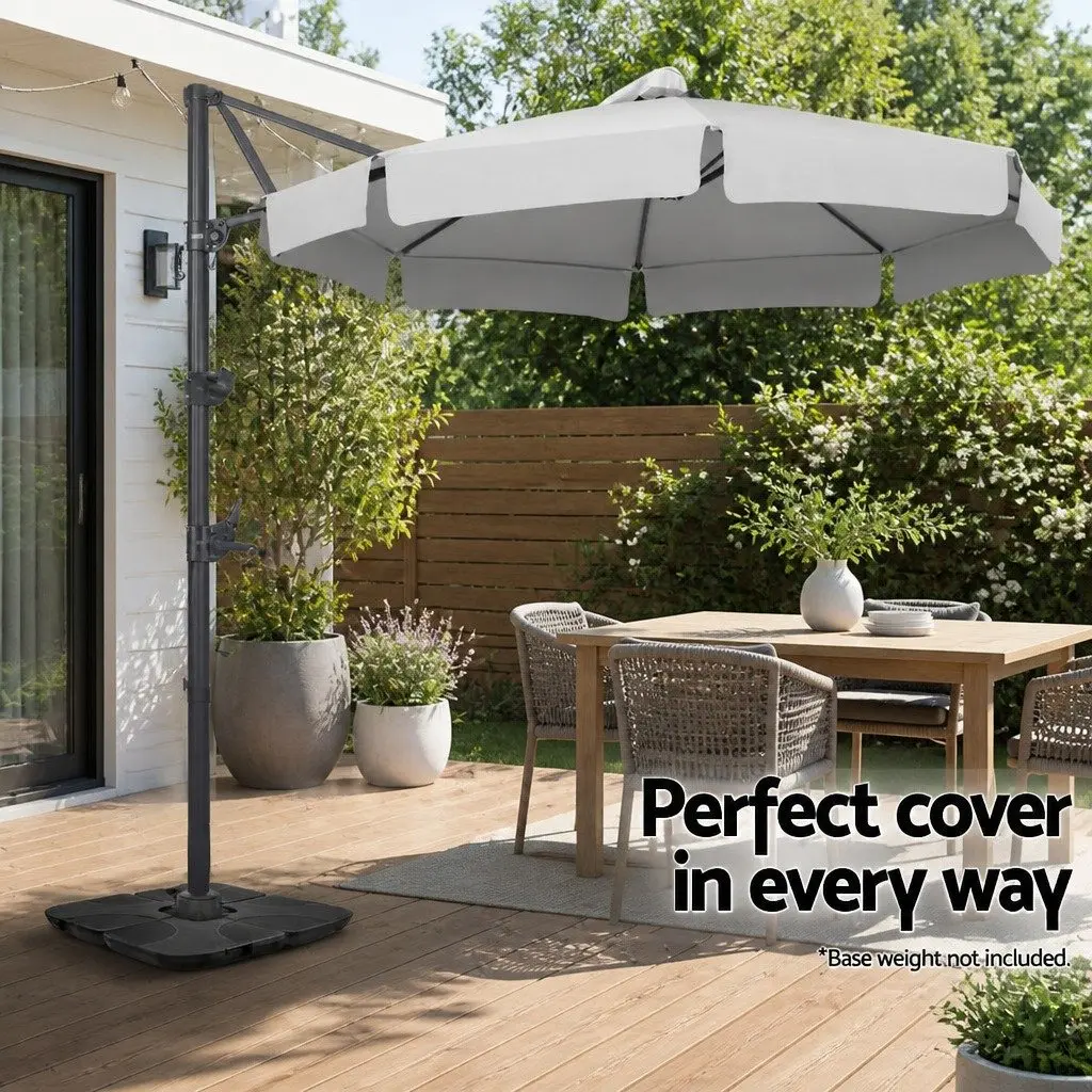 3m Outdoor Cantilever Umbrella Aluminium Frame Octagonal Canopy Grey