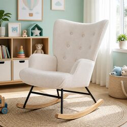 Practical Boucle Upholstered Rocking Chair for Home