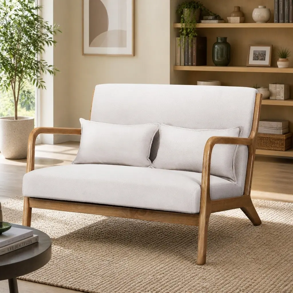 Armchair Upholstered Foam 102cm x 76.5cm x 72.5cm Beige Modern Scandinavian Style