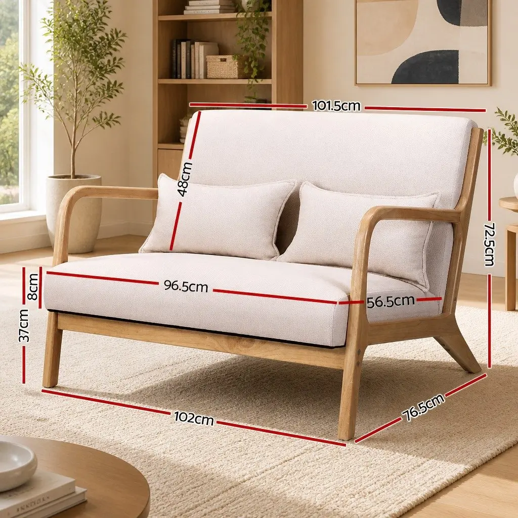 Armchair Upholstered Foam 102cm x 76.5cm x 72.5cm Beige Modern Scandinavian Style