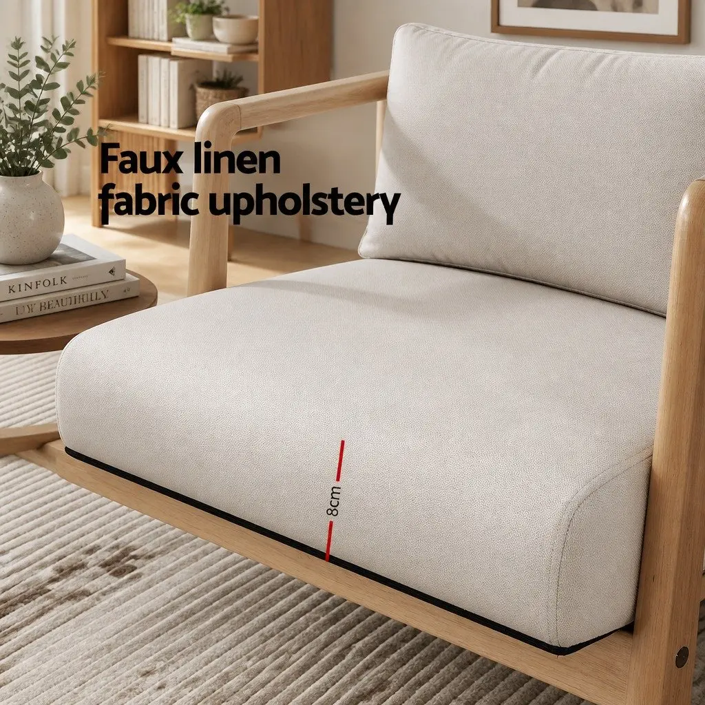 Armchair Upholstered Foam 102cm x 76.5cm x 72.5cm Beige Modern Scandinavian Style