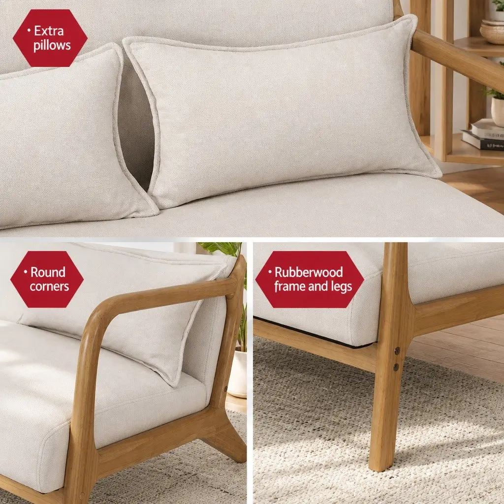 Armchair Upholstered Foam 102cm x 76.5cm x 72.5cm Beige Modern Scandinavian Style