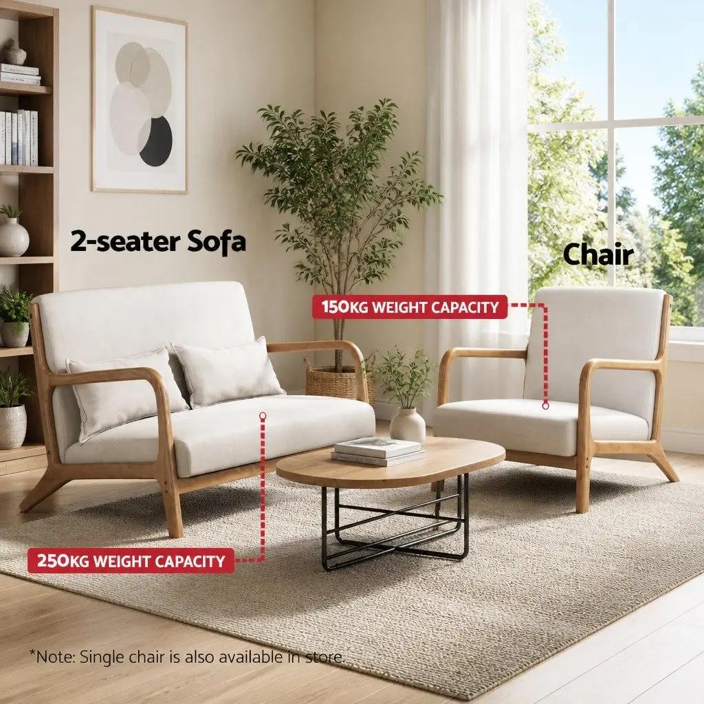 Armchair Upholstered Foam 102cm x 76.5cm x 72.5cm Beige Modern Scandinavian Style