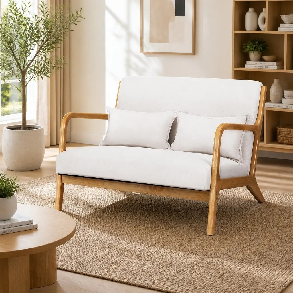 Armchair Upholstered Foam 102cm x 76.5cm x 72.5cm Beige Modern Scandinavian Style