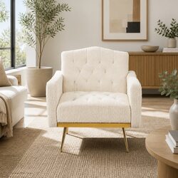 Compact Beige Boucle Armchair for Everyday Use