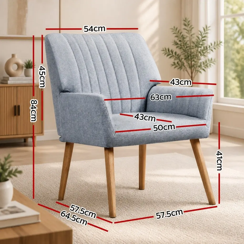Armchair Grey Fabric Comfortable Lounge Chair Relaxation Seat Home Furniture