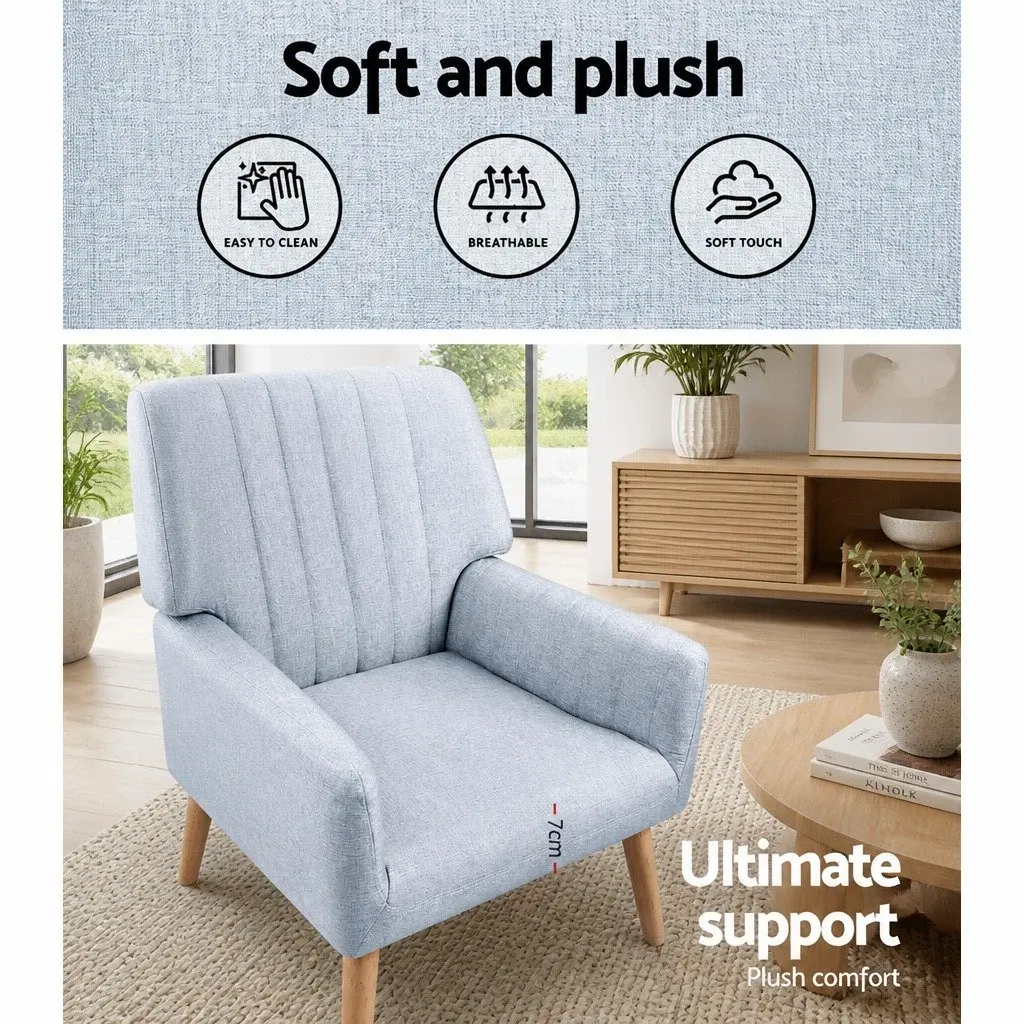 Armchair Grey Fabric Comfortable Lounge Chair Relaxation Seat Home Furniture
