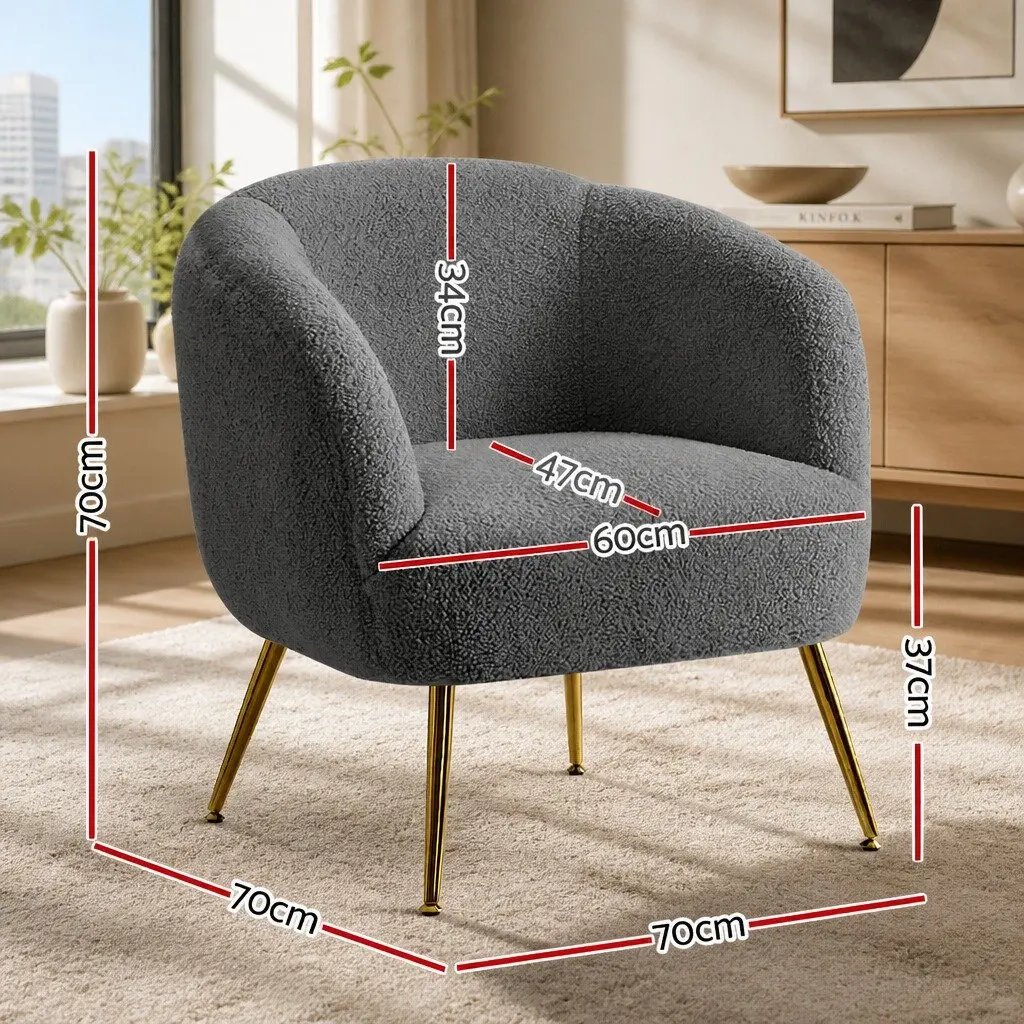 Armchair Lounge Chair Accent Sherpa Boucle Charcoal Modern Seating Furniture