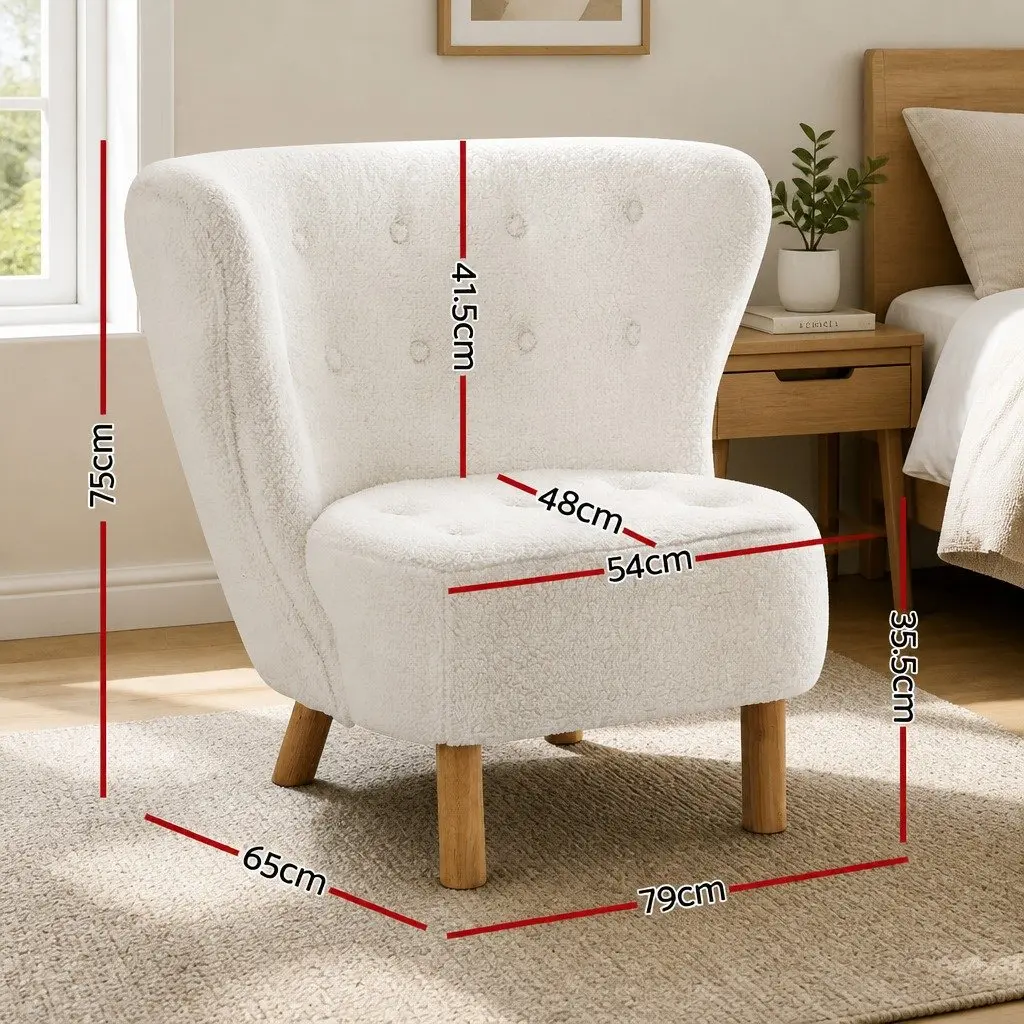 Armchair High-Back Sherpa Fabric White