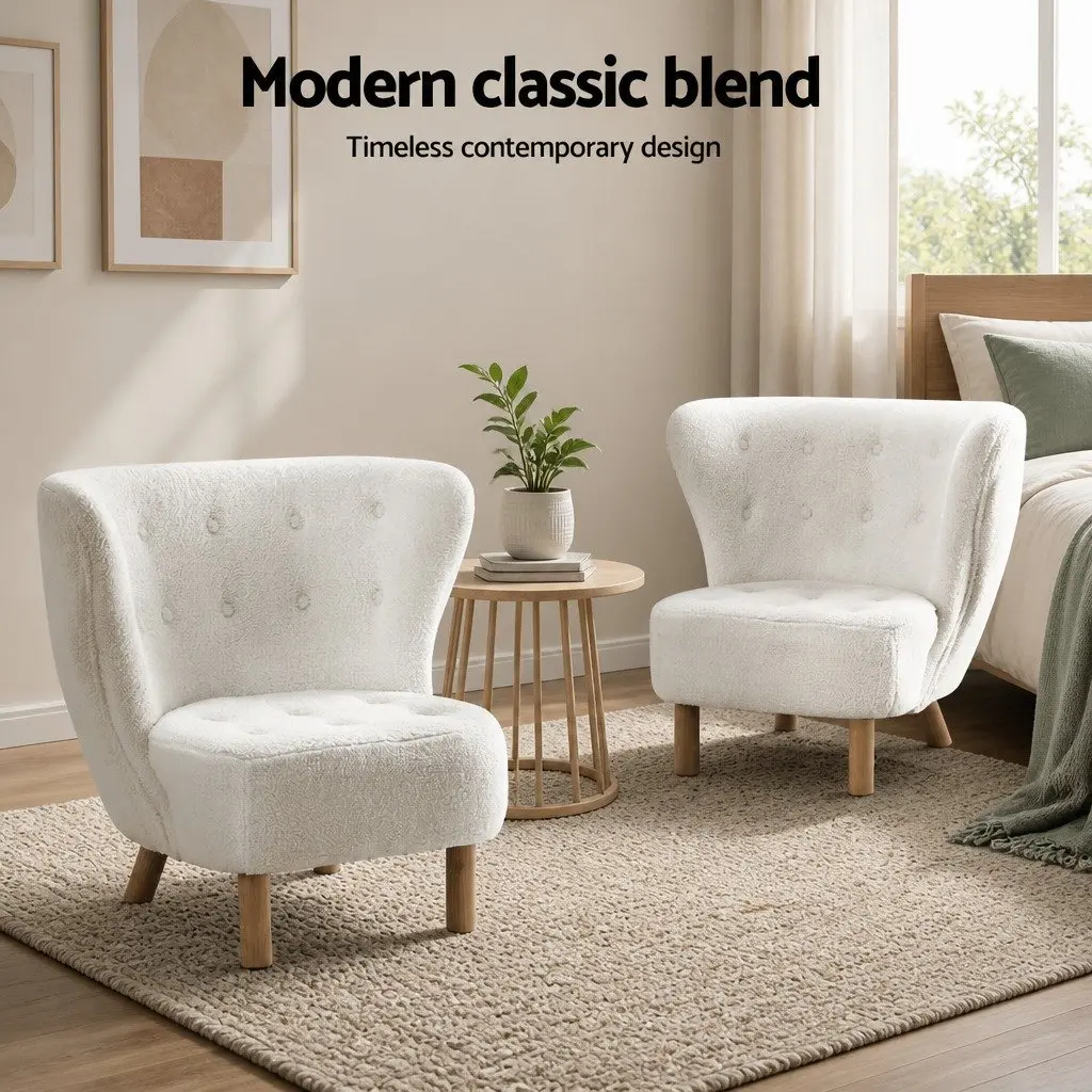 Armchair High-Back Sherpa Fabric White