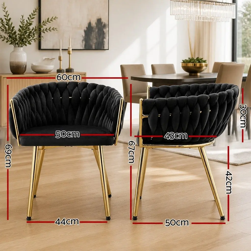 Dining Chairs Velvet Set of 4 Black Armchair Kitchen Lounge Furniture