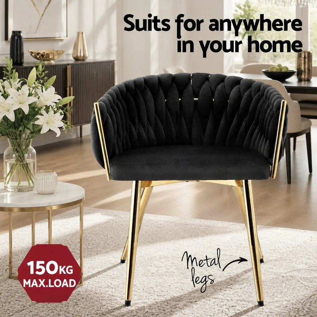 Dining Chairs Velvet Set of 4 Black Armchair Kitchen Lounge Furniture