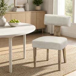 Practical Dining Chairs Set of 2 - Beige Upholstery