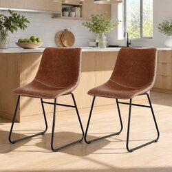 Retro Dining Chairs with Padded Seats for Small Spaces x2