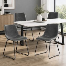Dining Chairs Set of 4 Retro Kitchen Lounge Accent Seats Grey Sled Legs