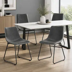 Dining Chairs Set of 4 Retro Kitchen Lounge Accent Seats Grey Sled Legs
