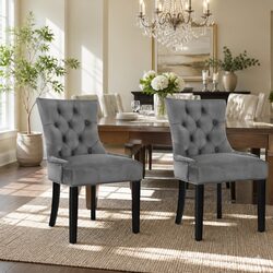 Practical Dining Chairs Set of 2 in Velvet Grey