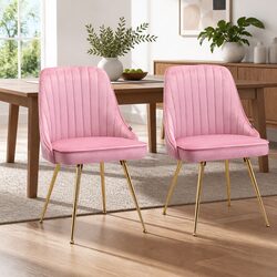 Comfortable Velvet Dining Chairs with Unique Shell Back - Set of 2