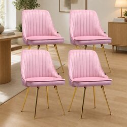 Functional Set of 4 Pink Dining Chairs for Your Home