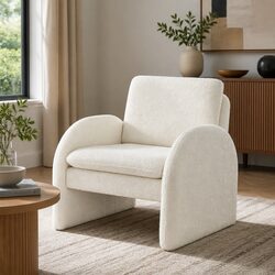 Functional White Boucle Accent Chair for Everyday Use