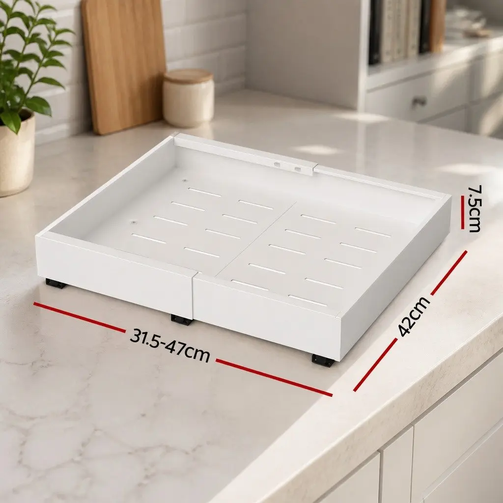Pull Out Cabinet Drawers Steel Expandable Organizer 2 Pack White Modern Storage