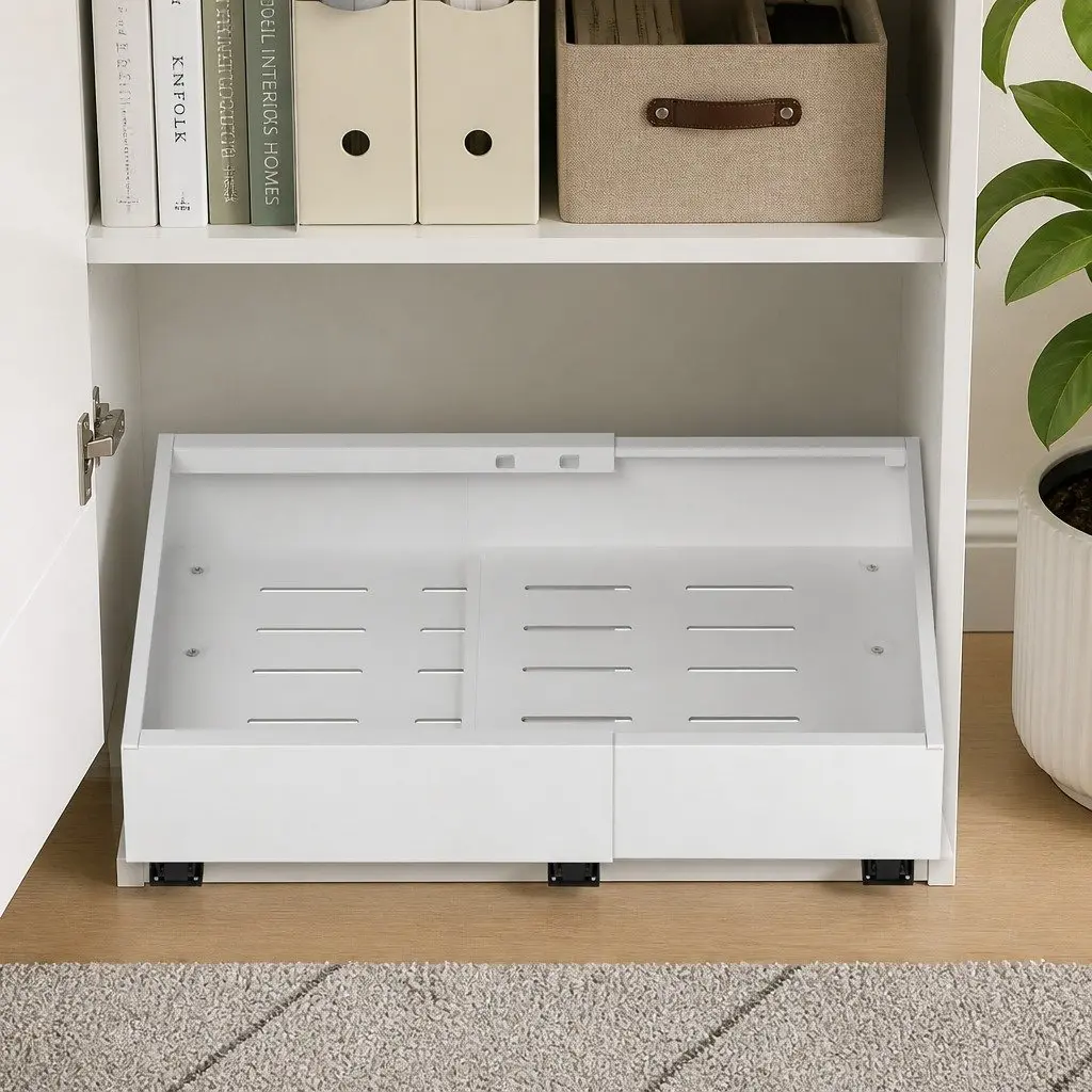 Pull Out Cabinet Drawers Steel Expandable Organizer 2 Pack White Modern Storage