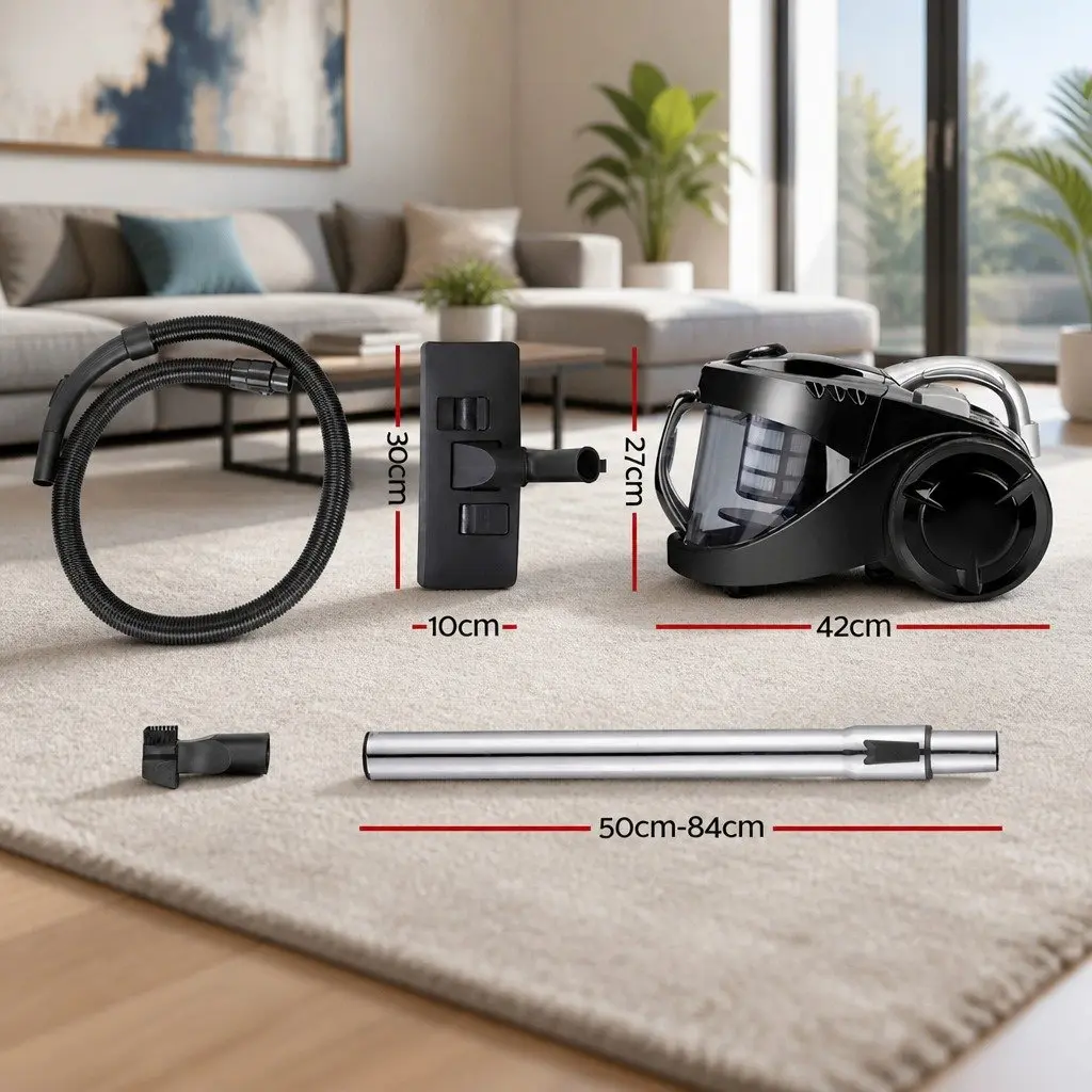 Bagless Vacuum Cleaner 2200W Black HEPA Filter Powerful Suction for Effective Household Cleaning