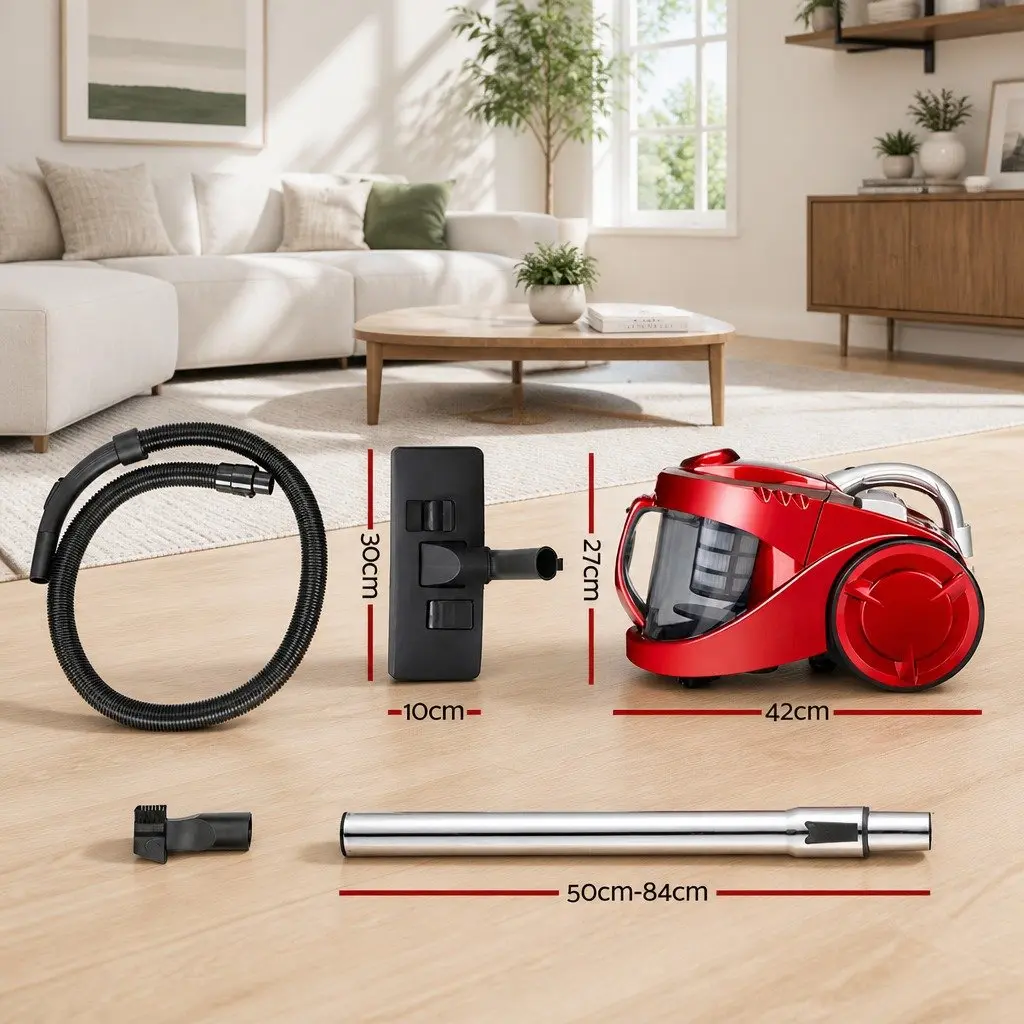 Bagless Stick Vacuum Cleaner 2200W Red HEPA Filter Multi-Cyclonic System