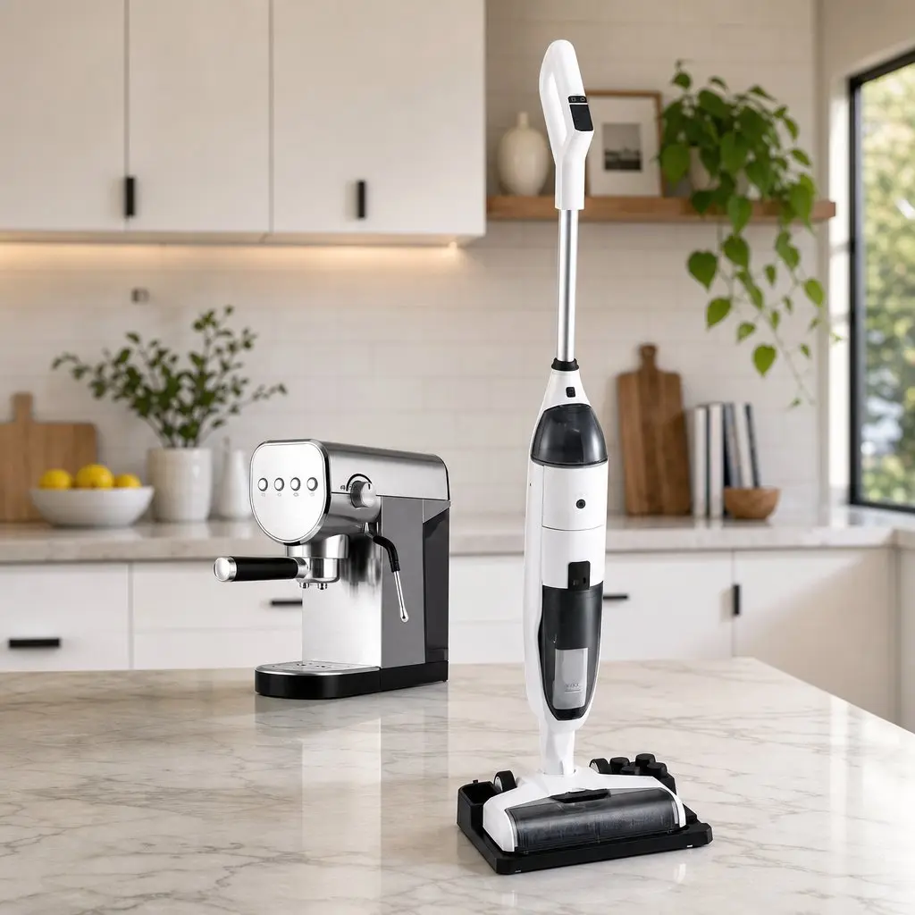Cordless Wet Dry Vacuum Mop and Espresso Coffee Machine Combo Bundle