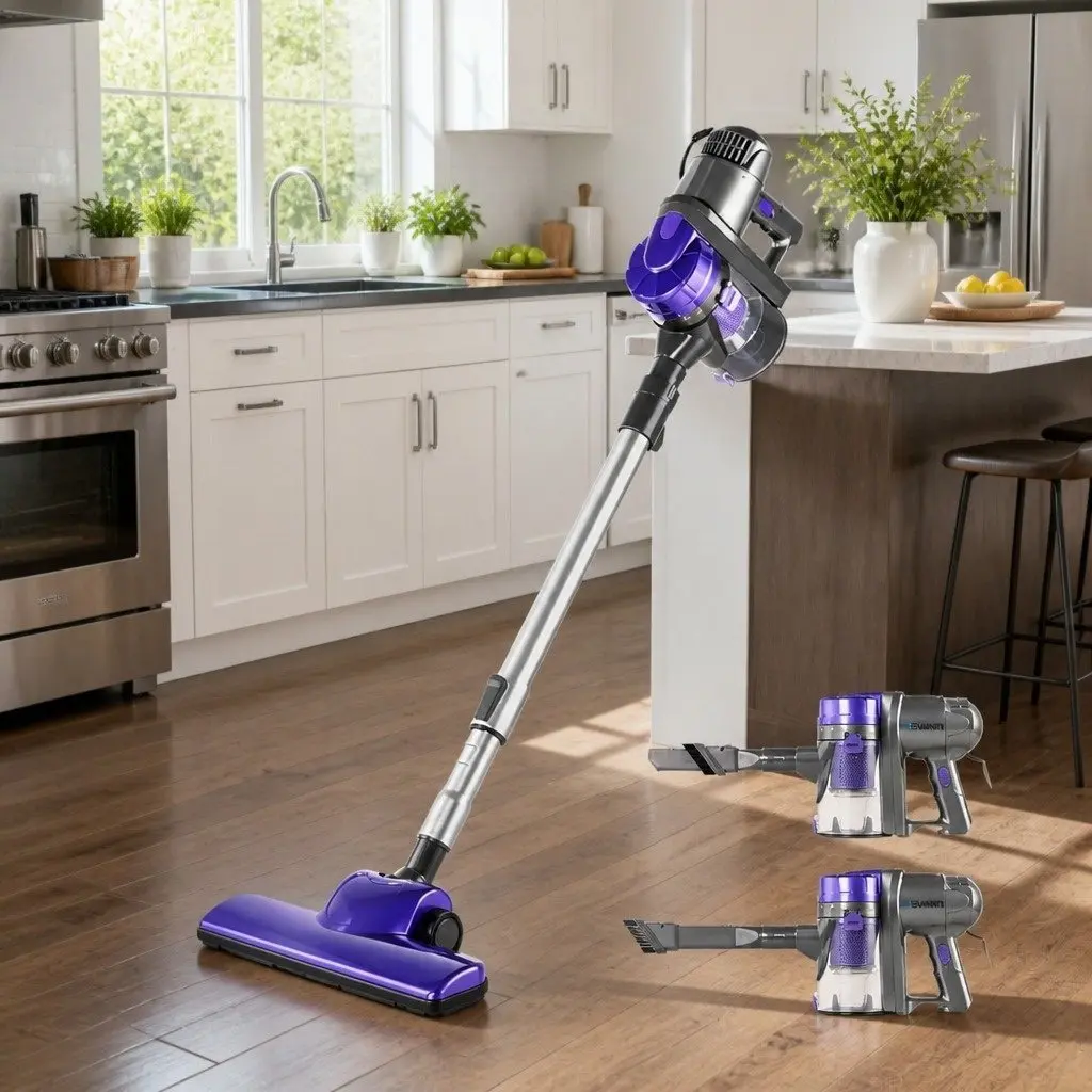 Stick Vacuum Cleaner Corded 450W Motorised Head Purple and Silver