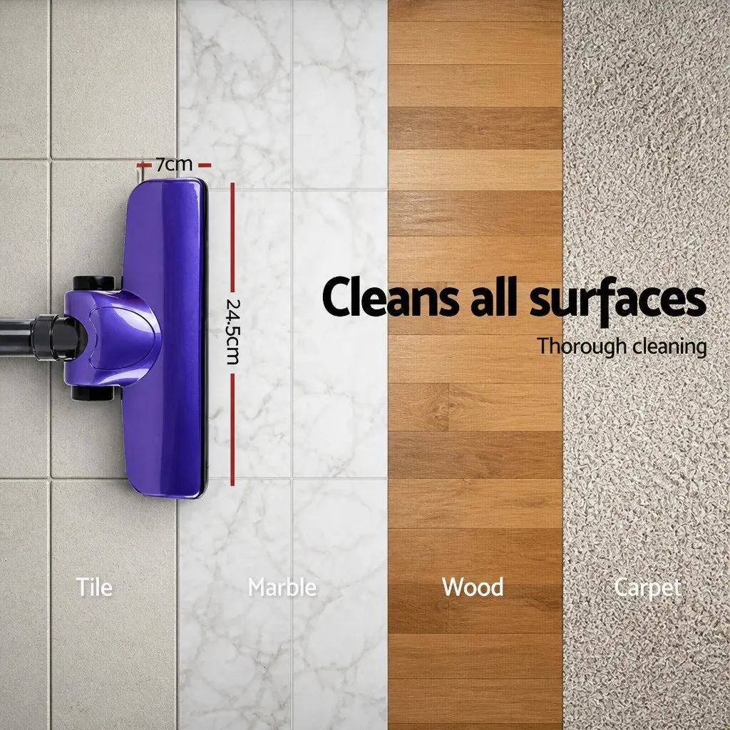 Stick Vacuum Cleaner Corded 450W Motorised Head Purple and Silver