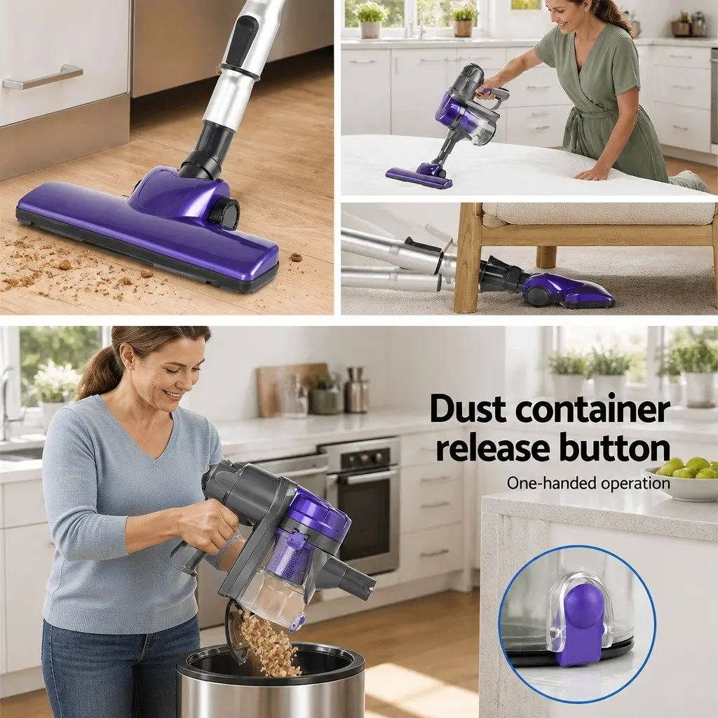 Stick Vacuum Cleaner Corded 450W Motorised Head Purple and Silver