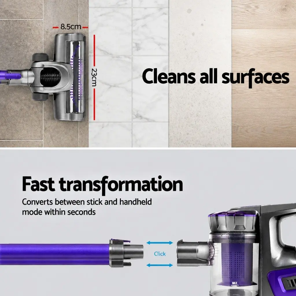 Cordless Stick Vacuum Cleaner Bagless 2-in-1 Lightweight Purple