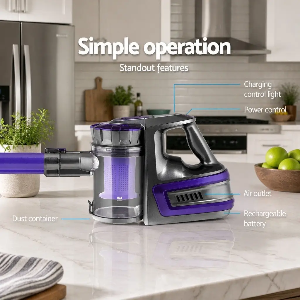 Cordless Stick Vacuum Cleaner Bagless 2-in-1 Lightweight Purple