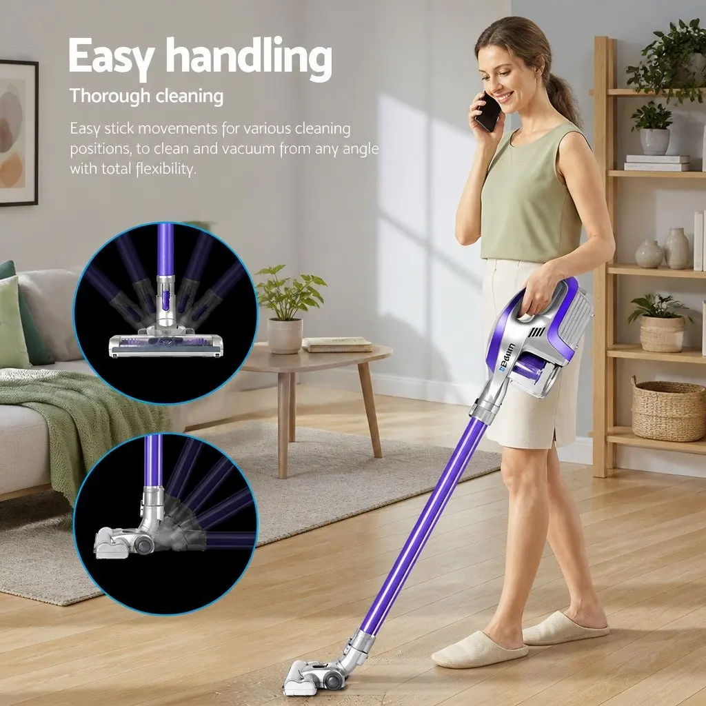 Stick Vacuum Cleaner Bagless Cordless 150W Handheld Lightweight 62cm Purple Grey