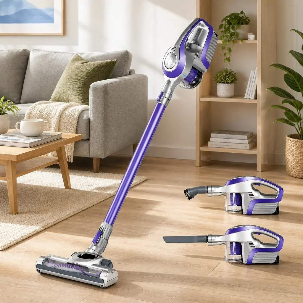 Stick Vacuum Cleaner Bagless Cordless 150W Handheld Lightweight 62cm Purple Grey