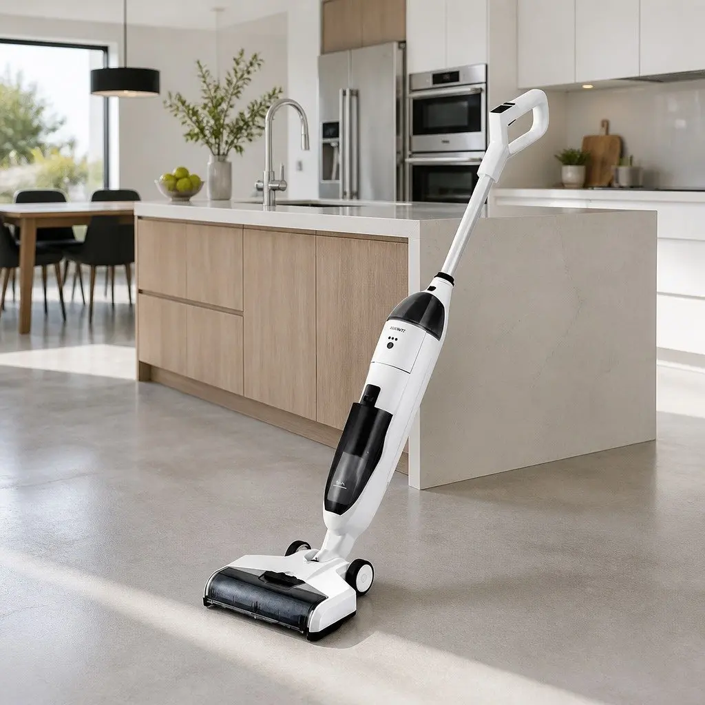 Cordless Wet Dry Vacuum Cleaner 200W Lightweight Mop for Hard Floors White Grey